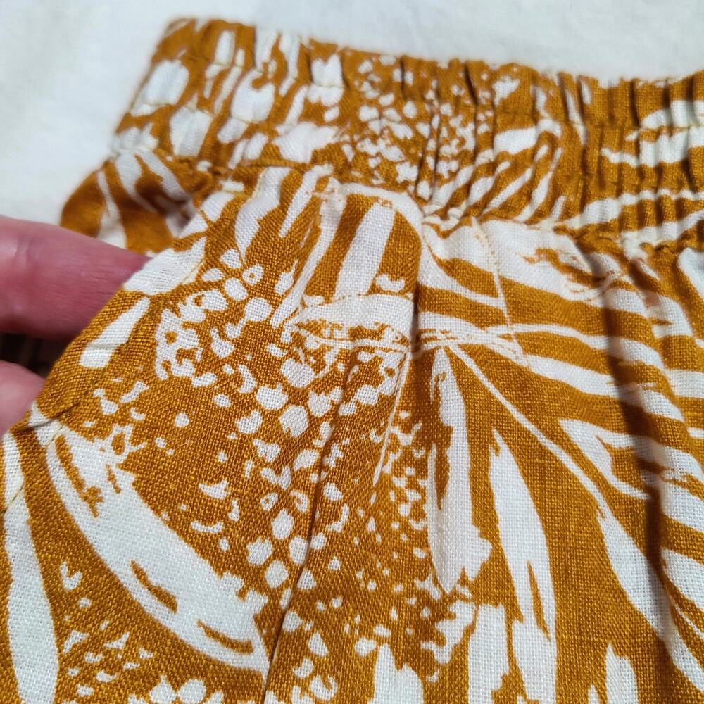Christian Siriano 100% Linen Botanical Mini Skirt Mustard White XS - Picture 3 of 4
